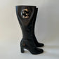 GUCCI BY TOM FORD GG INTERLOCKING BLACK LEATHER BOOTS