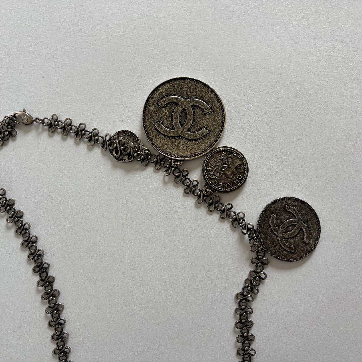 CHANEL 2003 ARCHIVE SILVER COINS NECKLACE BELT