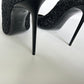 SAINT LAURENT ZOE BLACK GLITTER HIGH HEELS PUMPS SIZE 38.5