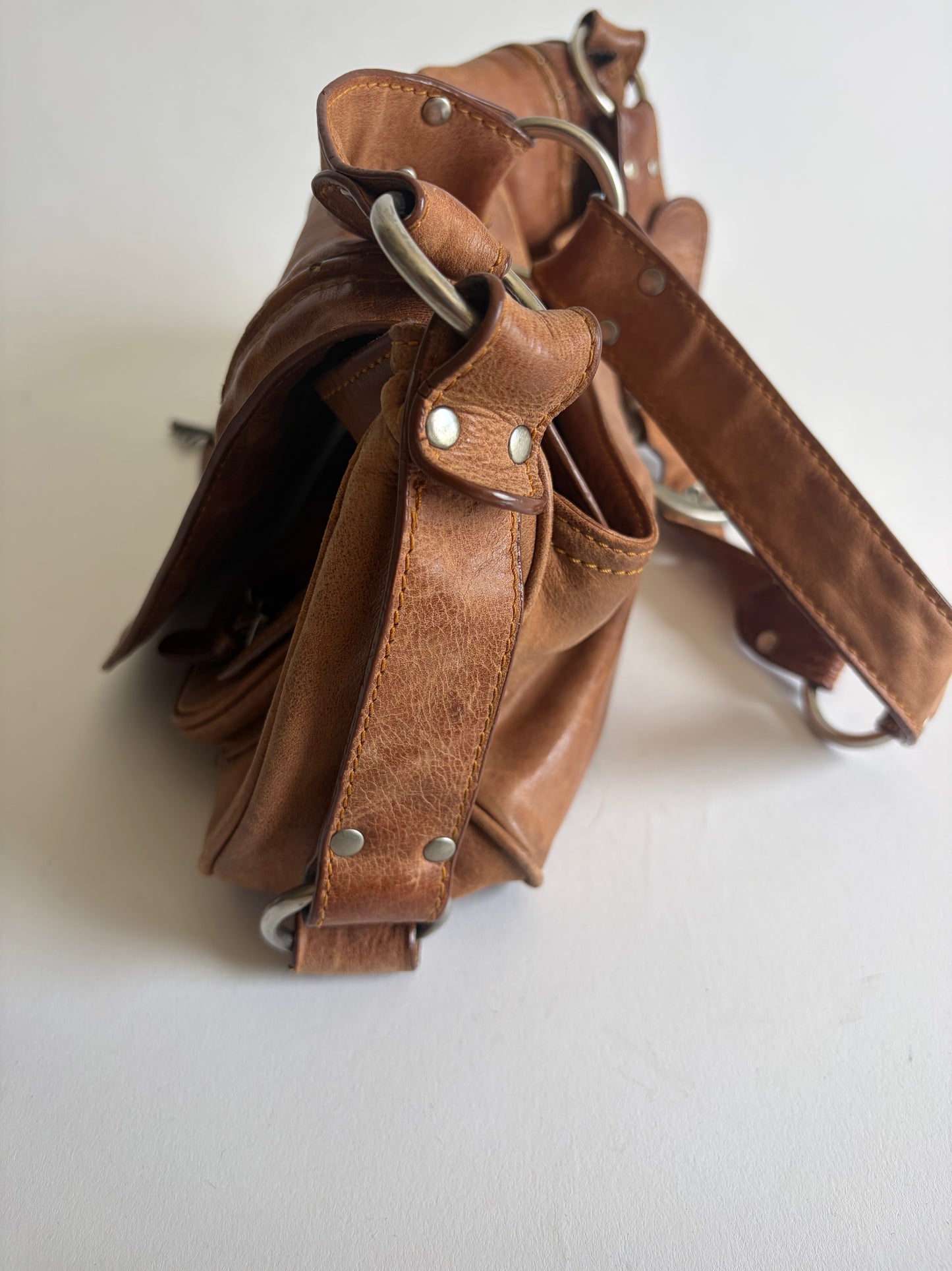 VINTAGE CHRISTIAN DIOR GAUCHO BROWN SADDLE BAG