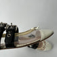 MIU MIU WHITE PVC LEATHER BUCKLE DETAIL BOW BALLET FLATS SIZE 38.5