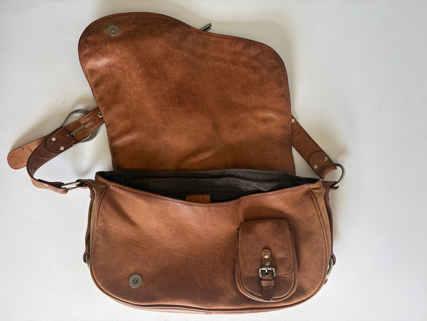 VINTAGE CHRISTIAN DIOR GAUCHO BROWN SADDLE BAG