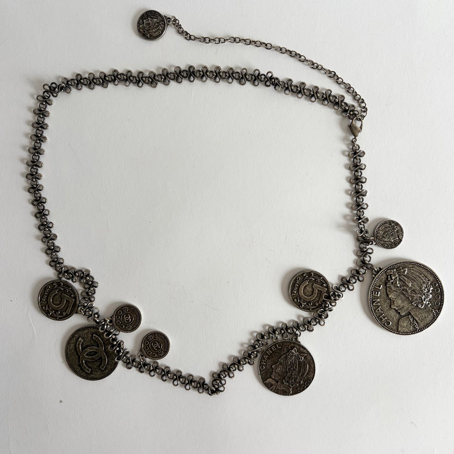 CHANEL 2003 ARCHIVE SILVER COINS NECKLACE BELT