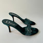 VINTAGE CHRISTIAN DIOR BLUE VELVELT EMBELLISHED HEELS