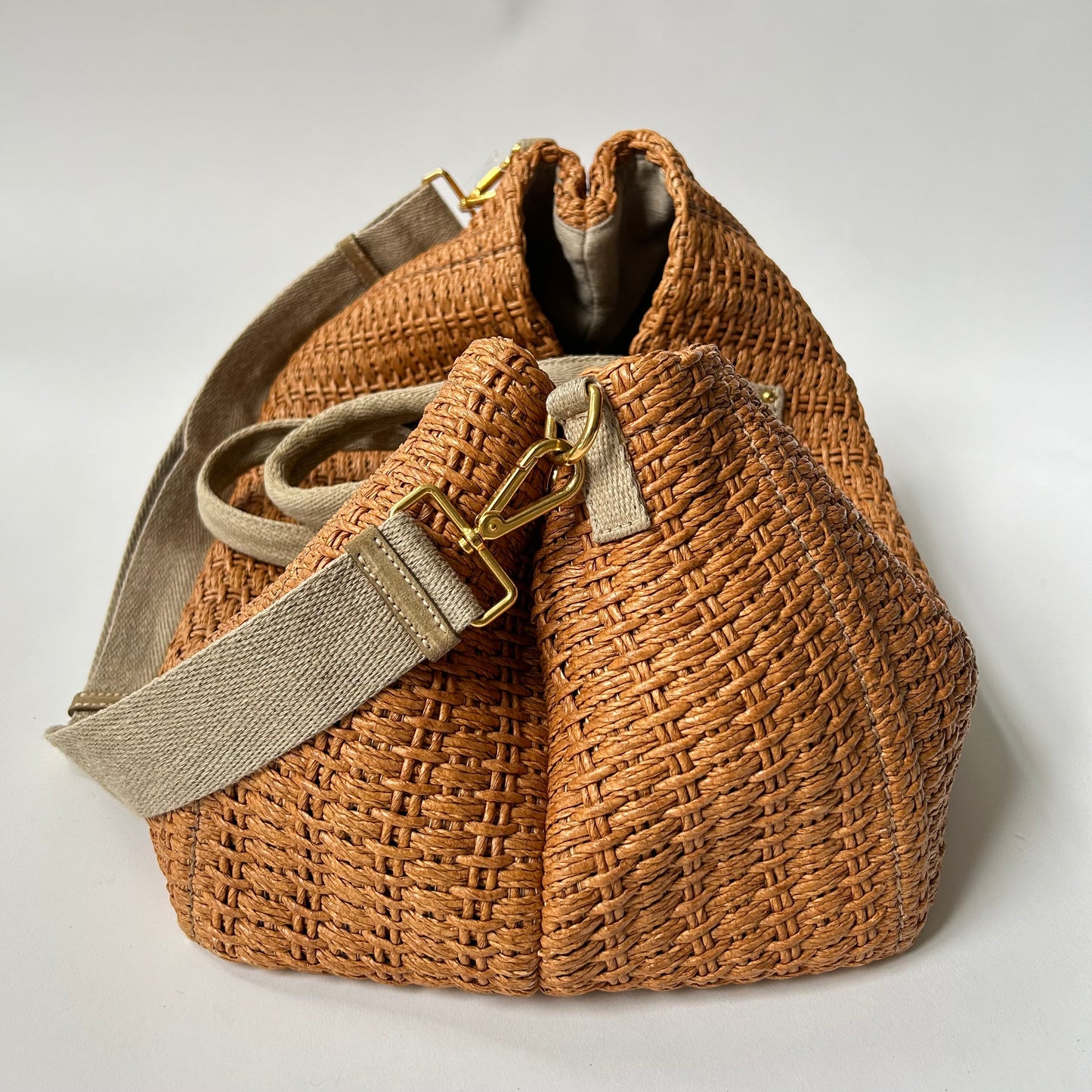 PRADA CANAPA STUOIA STRAW WOVEN HANDBAG