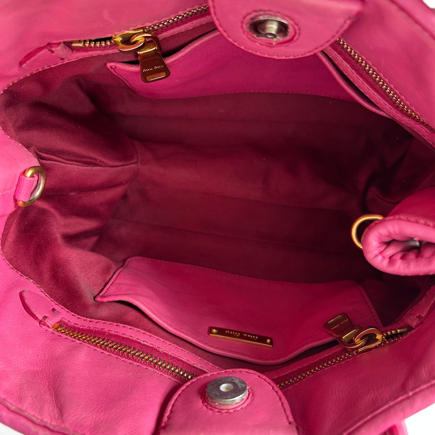 MIU MIU TWO-WAY NAPPA MATELASSE FUSCHIA HANDBAG