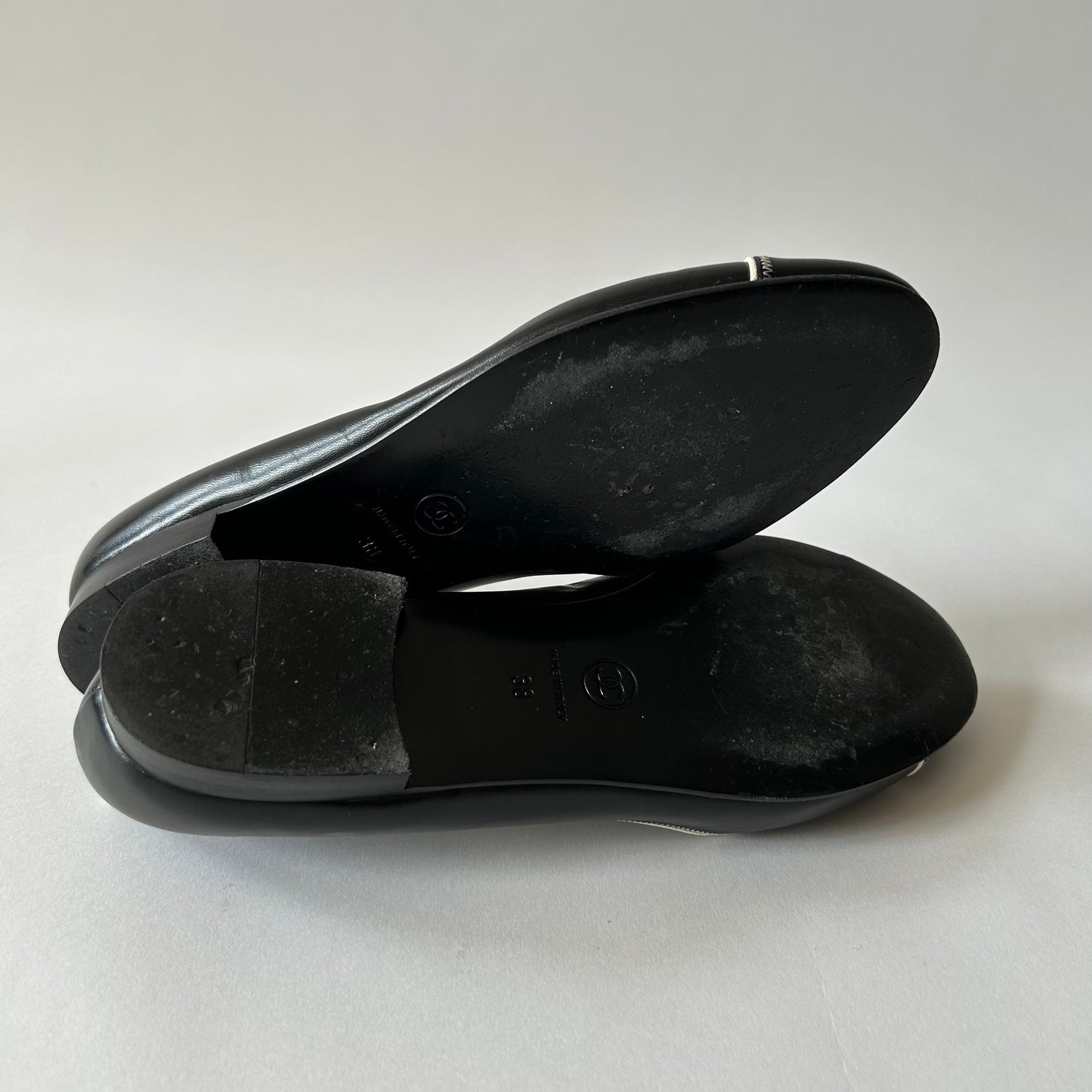 CHANEL CC CAP TOE CLASSIC BALLET FLATS