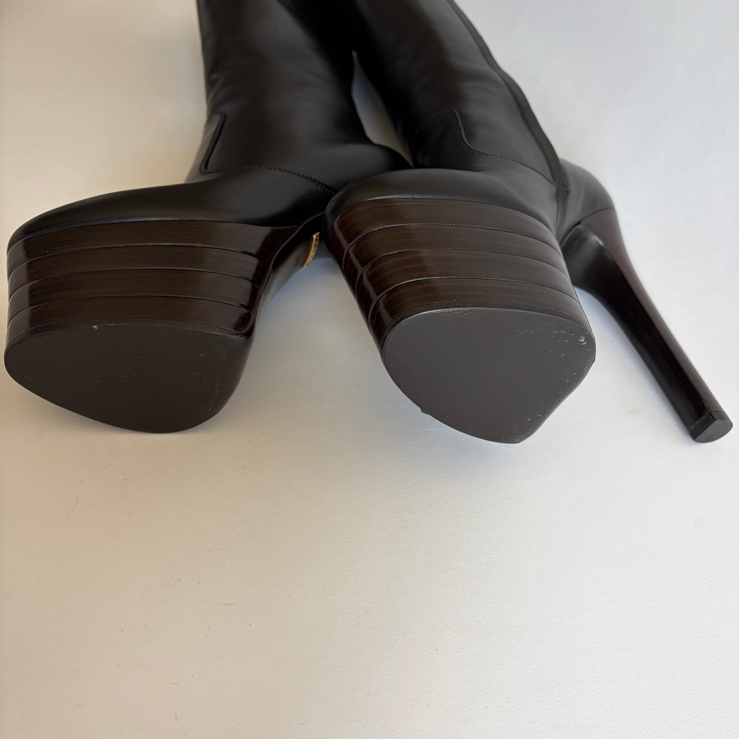 GUCCI ANGEL PLATFORM LEATHER KNEE HIGH BOOTS NEW