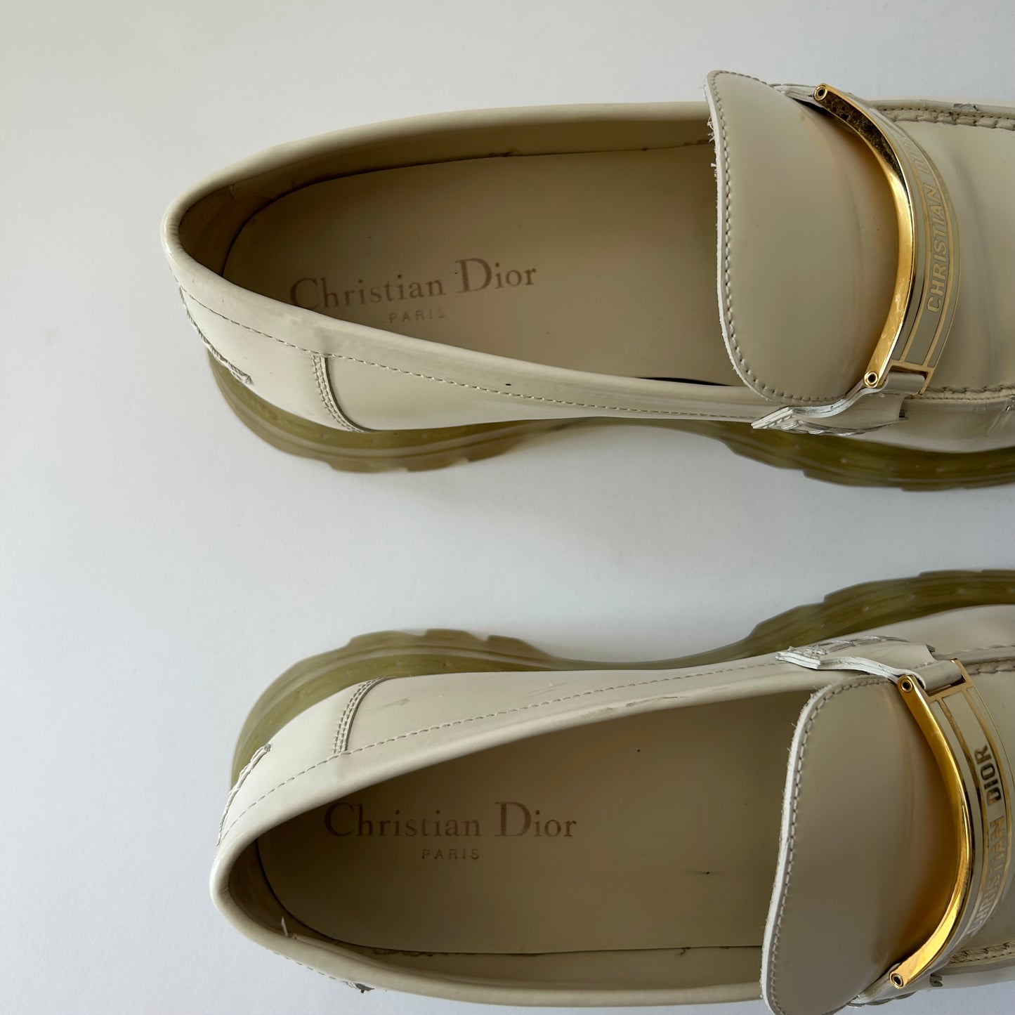 CHRISTIAN DIOR WHITE LEATHER LOAFERS