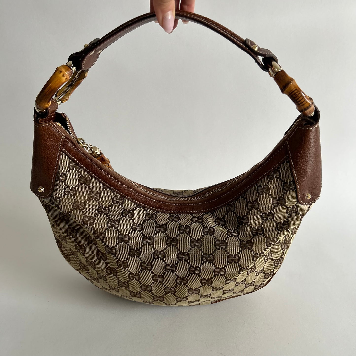 GG CANVAS HOBO BAMBOO BAG