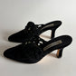MANOLO BLAHNIK VELOUR AND LACE MULES