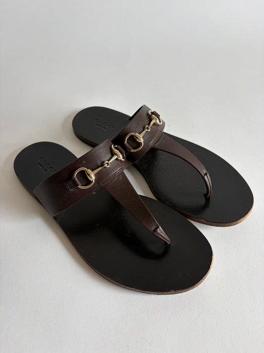 GUCCI HORSEBIT LEATHER SANDALS