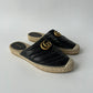 GUCCI NAPPA MATELASSE GG MARMONT BLACK MULES ESPADRILLES SIZE 37.5