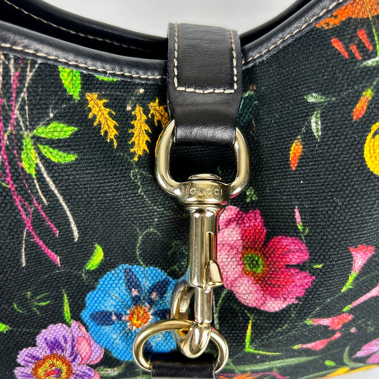 GUCCI FLORA JACKIE PRINTED CANVAS HOBO SHOULDER BAG