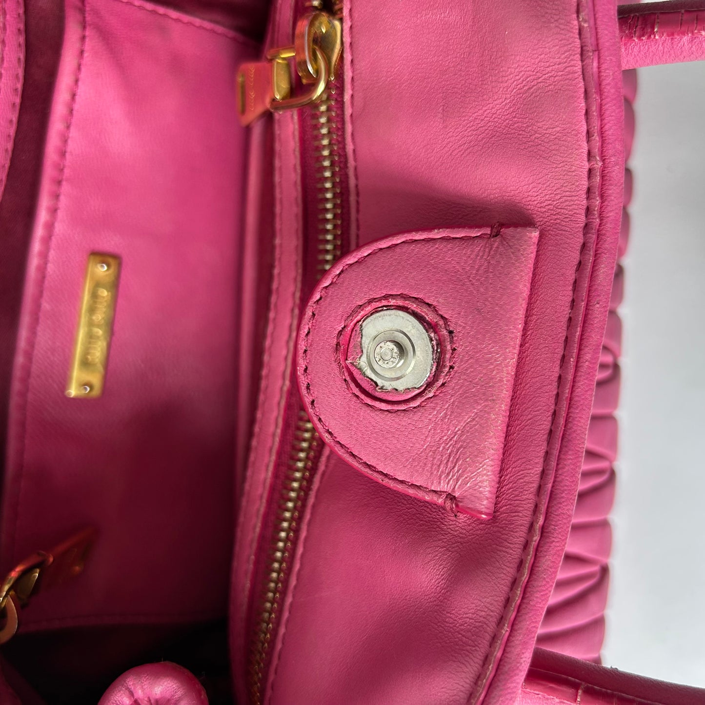 MIU MIU TWO-WAY NAPPA MATELASSE FUSCHIA HANDBAG