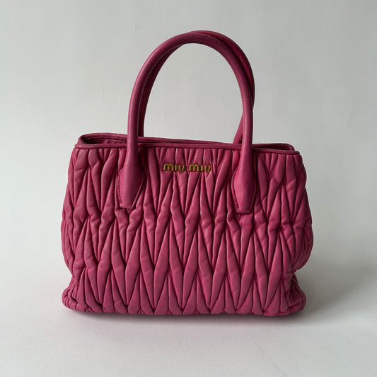 MIU MIU TWO-WAY NAPPA MATELASSE FUSCHIA HANDBAG