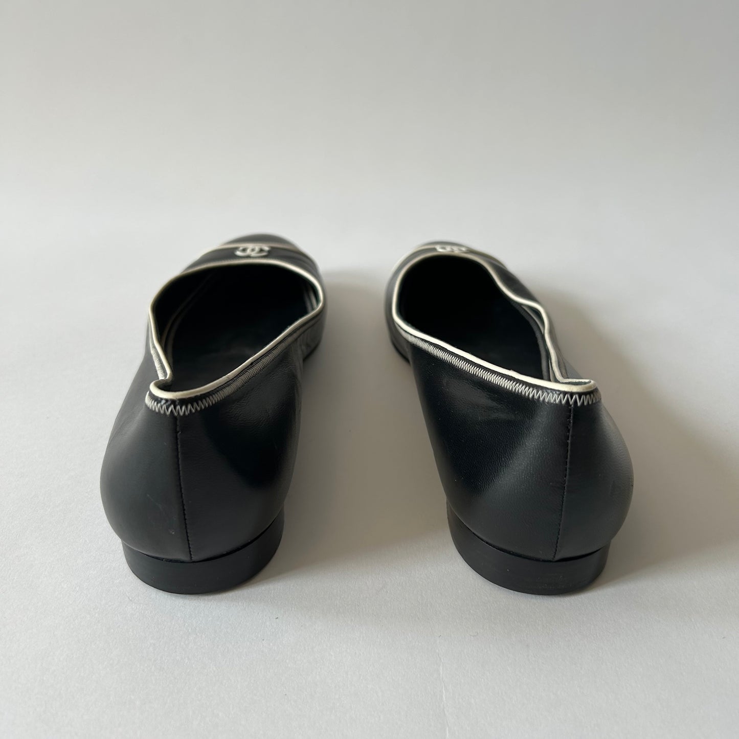 CHANEL CC CAP TOE CLASSIC BALLET FLATS