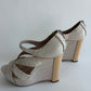 CHRISTIAN DIOR 2000S WHITE STAMPED CROC BONNIE WEDGE SANDALS
