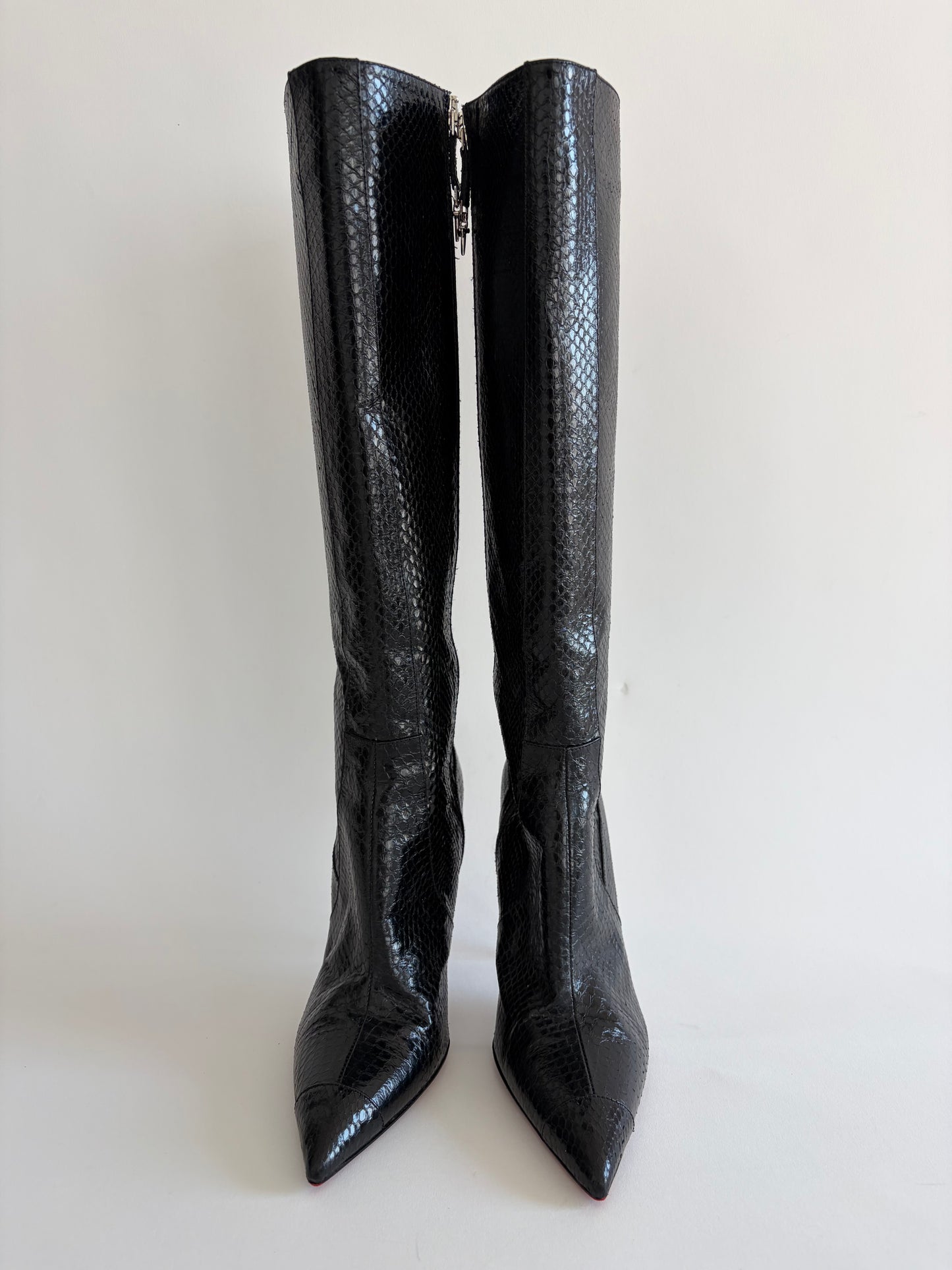 RARE CESARE PACIOTTI PYTHON BLACK HIGH BOOTS