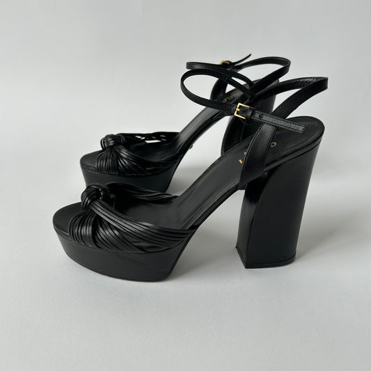 GUCCI ALLIE KNOTTED PLATFORM BLOCK HEEL SANDALS SIZE 37