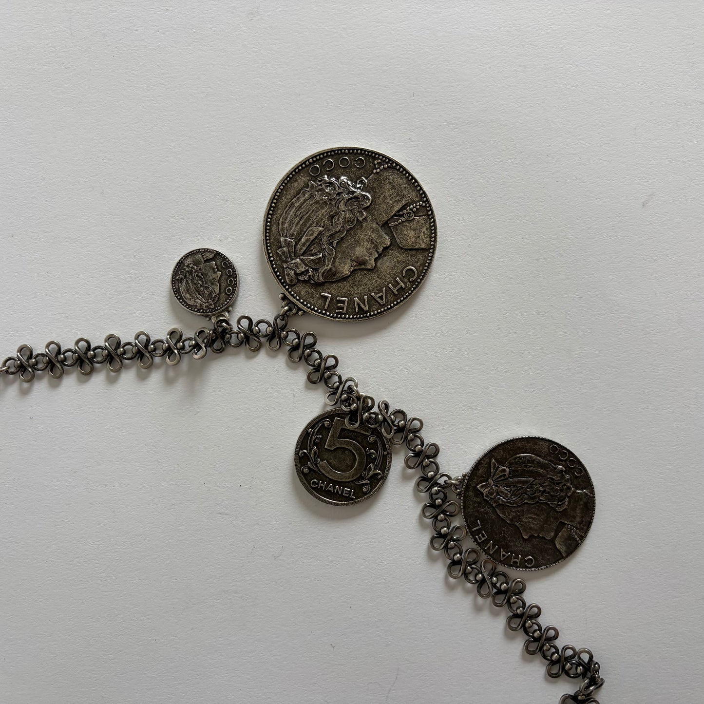 CHANEL 2003 ARCHIVE SILVER COINS NECKLACE BELT