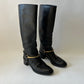 GUCCI BLACK LEATHER HORSEBIT TESS TALL BOOTS