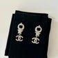 CHANEL STRASS CRYSTAL CC STAR DROP EARRINGS SILVER