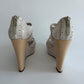 CHRISTIAN DIOR 2000S WHITE STAMPED CROC BONNIE WEDGE SANDALS