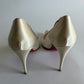 CHRISTIAN LOUBOUTIN OFF WHITE SATIN AND LACE FOLLIES PUMPS