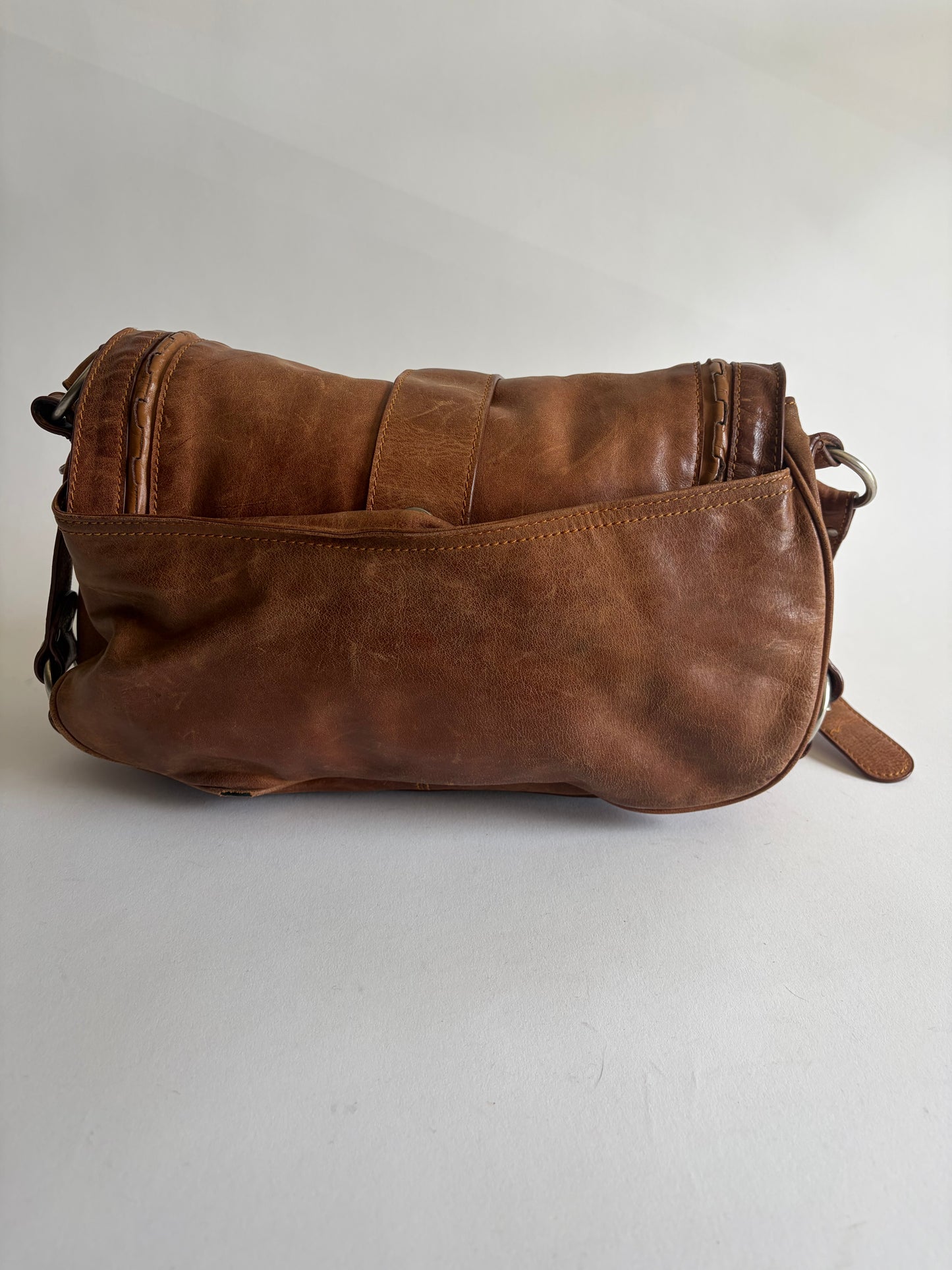 VINTAGE CHRISTIAN DIOR GAUCHO BROWN SADDLE BAG