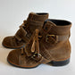 VINTAGE CHANEL SUEDE BROWN COMBAT BOOTS