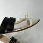 MIU MIU WHITE PVC LEATHER BUCKLE DETAIL BOW BALLET FLATS SIZE 38.5