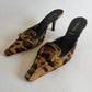 VINTAGE PRADA LEOPARD CALF HAIR POINTED TOE MULES