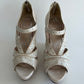CHRISTIAN DIOR 2000S WHITE STAMPED CROC BONNIE WEDGE SANDALS