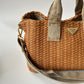 PRADA CANAPA STUOIA STRAW WOVEN HANDBAG