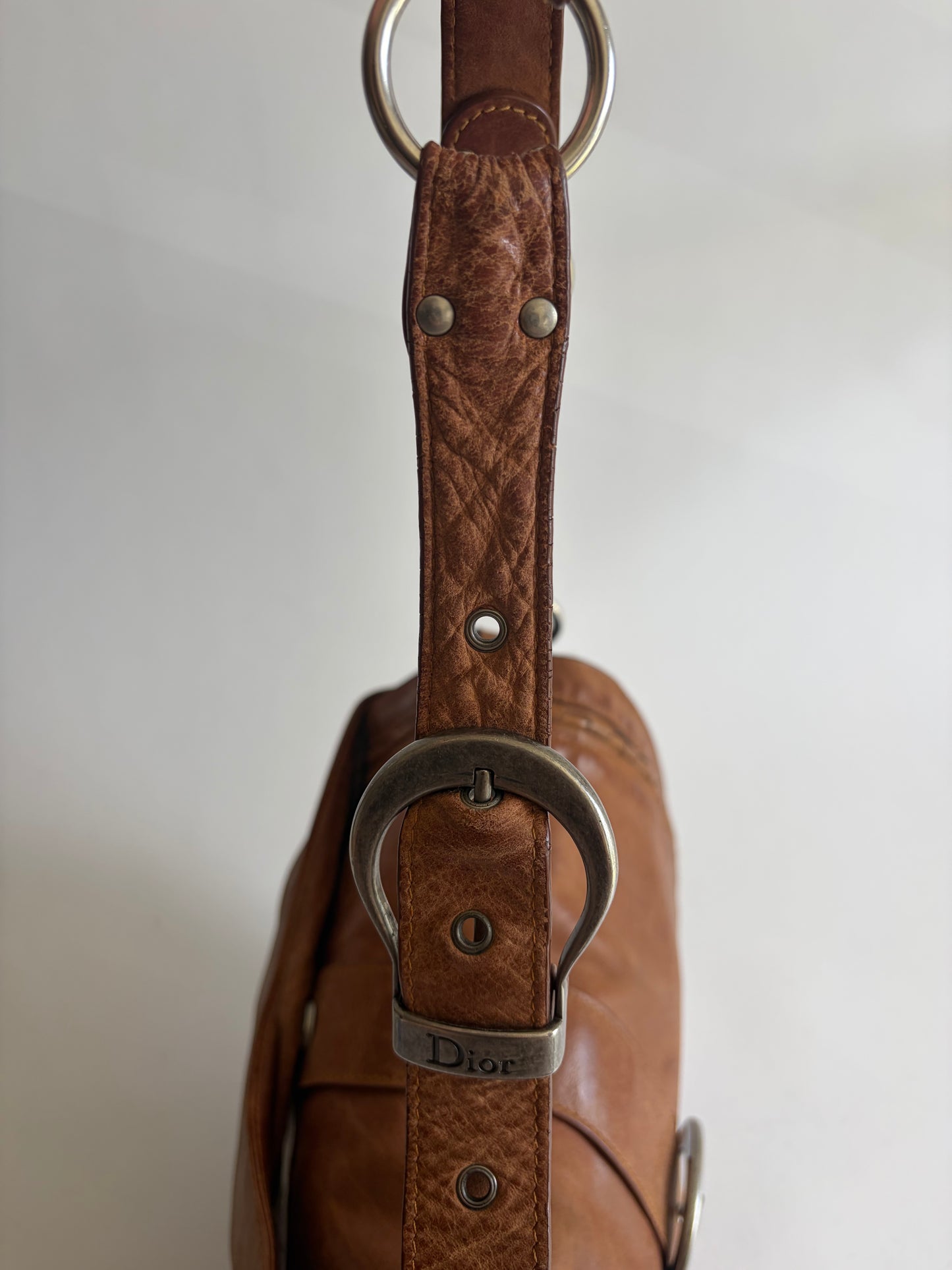 VINTAGE CHRISTIAN DIOR GAUCHO BROWN SADDLE BAG