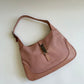 VINTAGE GUCCI JACKIE 1961 PINK CANVAS LEATHER SHOULDER BAG