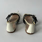 MIU MIU WHITE PVC LEATHER BUCKLE DETAIL BOW BALLET FLATS SIZE 38.5