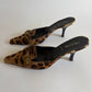 VINTAGE PRADA LEOPARD CALF HAIR POINTED TOE MULES