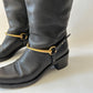GUCCI BLACK LEATHER HORSEBIT TESS TALL BOOTS