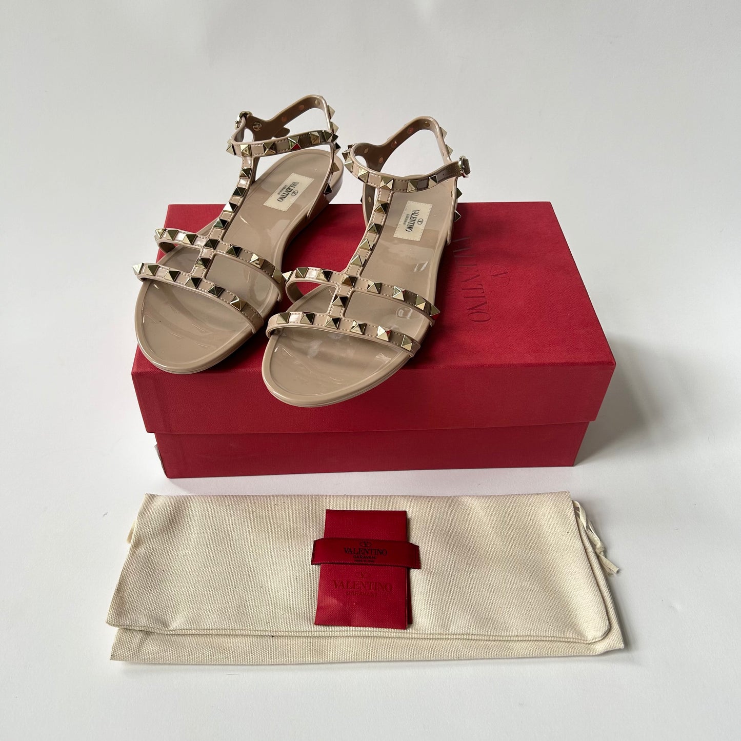 VALENTINO GARAVNI ROCKSTUD JELLY SANDALS POWDER SIZE 40