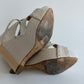 CHRISTIAN DIOR 2000S WHITE STAMPED CROC BONNIE WEDGE SANDALS