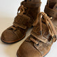 VINTAGE CHANEL SUEDE BROWN COMBAT BOOTS