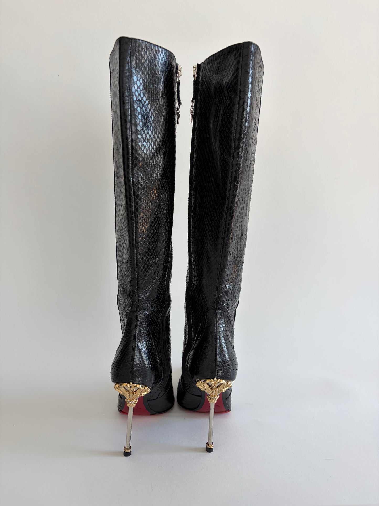 RARE CESARE PACIOTTI PYTHON BLACK HIGH BOOTS