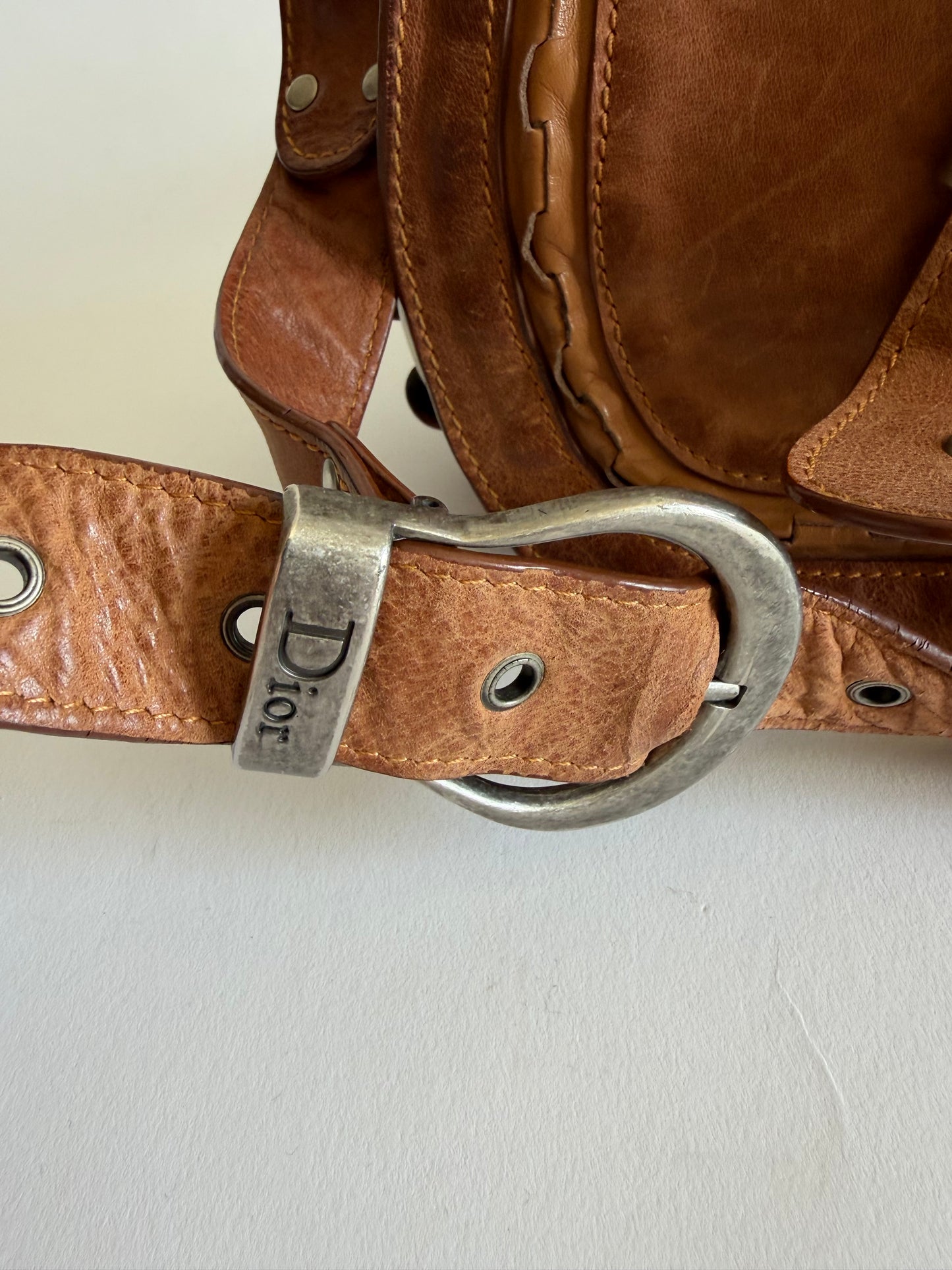 VINTAGE CHRISTIAN DIOR GAUCHO BROWN SADDLE BAG