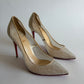 CHRISTIAN LOUBOUTIN OFF WHITE SATIN AND LACE FOLLIES PUMPS