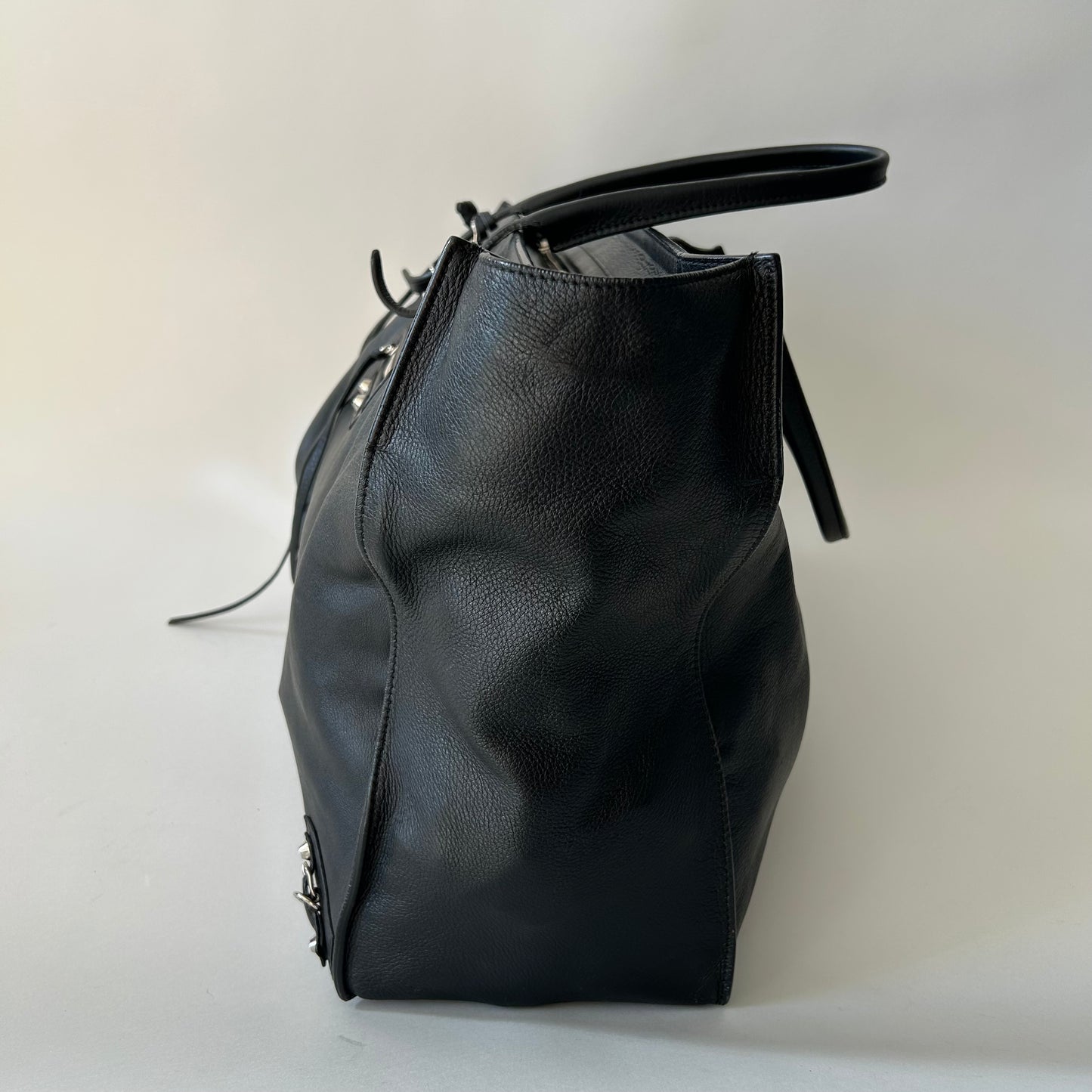 BALENCIAGA LARGE BLACK LEATHER PAPIER A4 TOTE BAG