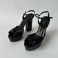 GUCCI ALLIE KNOTTED PLATFORM BLOCK HEEL SANDALS SIZE 37