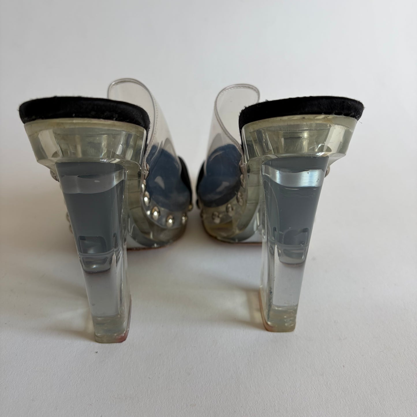 VINTAGE PRADA 2010 RUNWAY CLEAR STUDDED HEELS