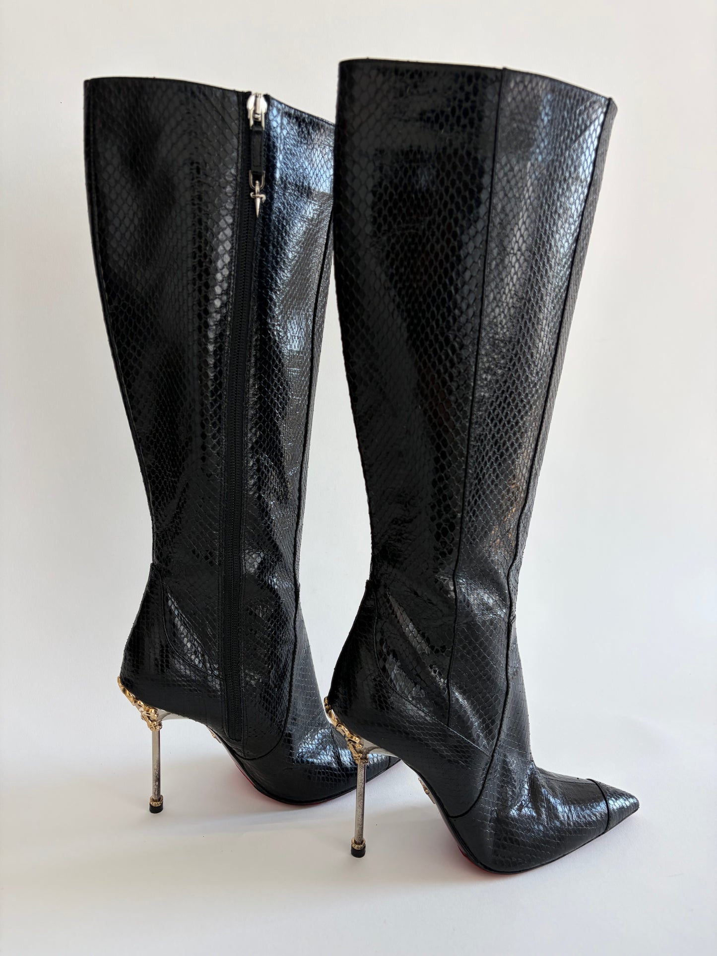 RARE CESARE PACIOTTI PYTHON BLACK HIGH BOOTS